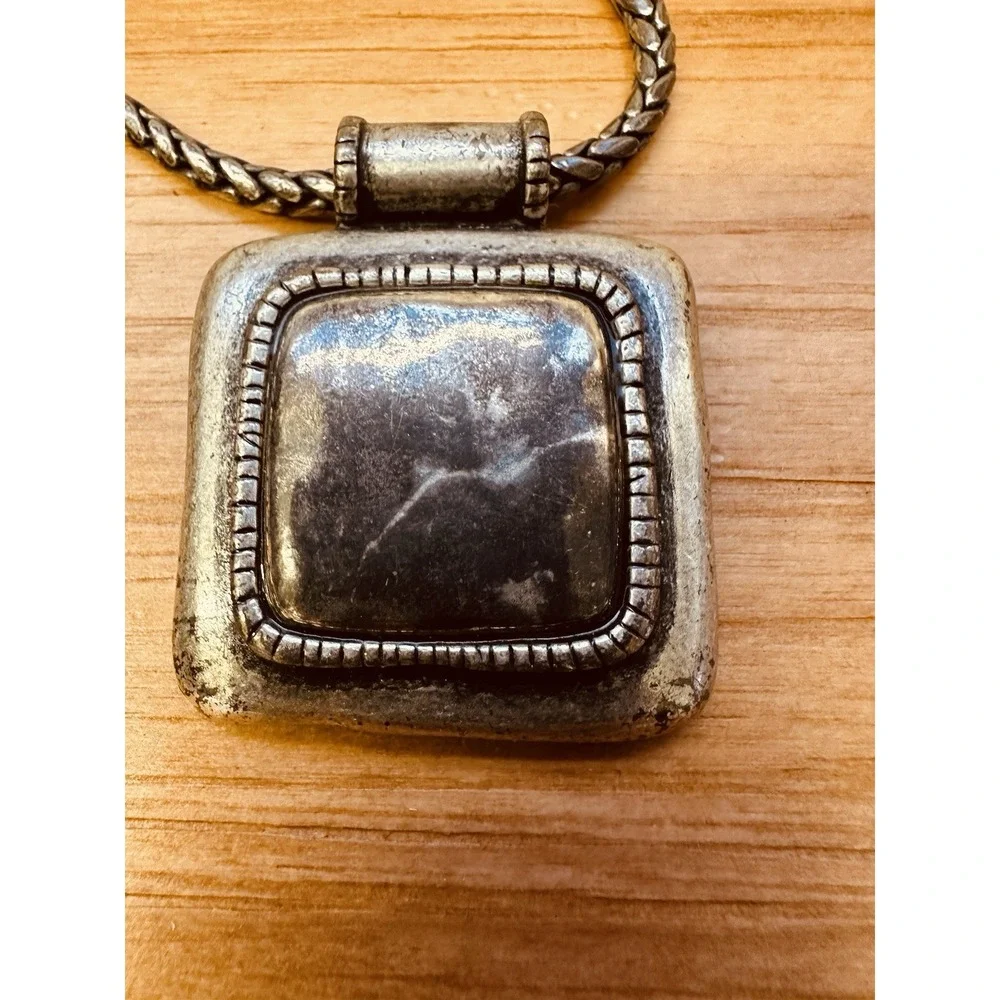 Chico's Vintage Silver Tone Rustic‎ Pendant Necklace 18